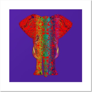 Rainbow Red Elephant on Purple Posters and Art